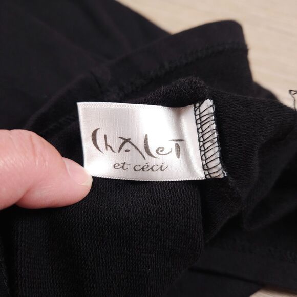 Chalet et Ceci Tunic Dress Women's Medium Black Long Sleeve Zip Abstract Casual - Picture 3 of 12